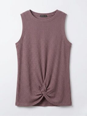 MIHOLL Waffle Knit Knot Front Tank Top Medium Dusty Mauve